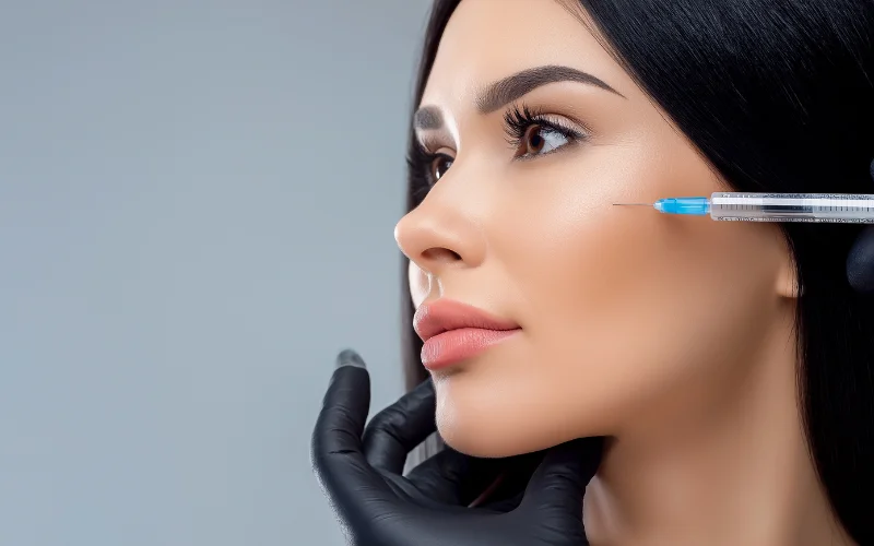 Woman getting Botox injected.