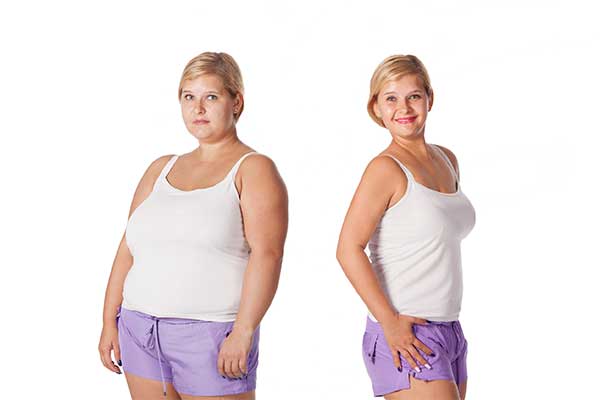 Weight loss before and after.