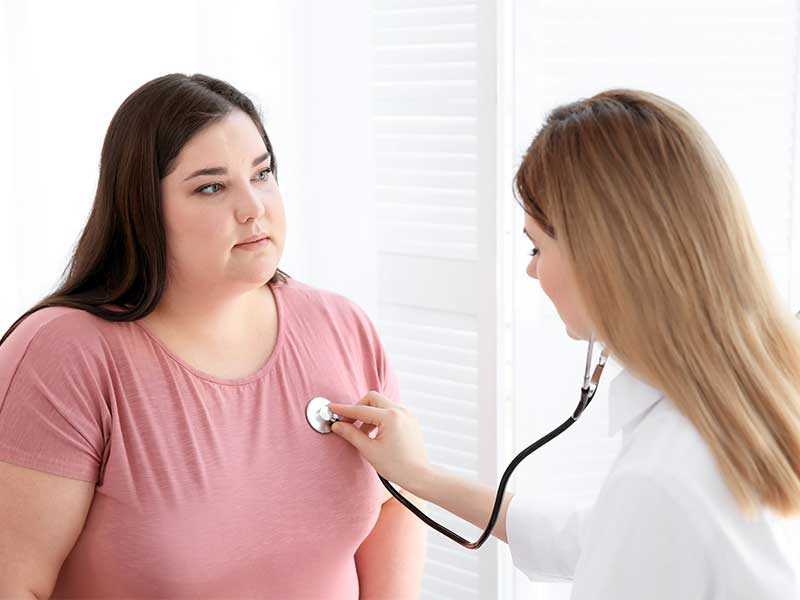 Woman at a physical.